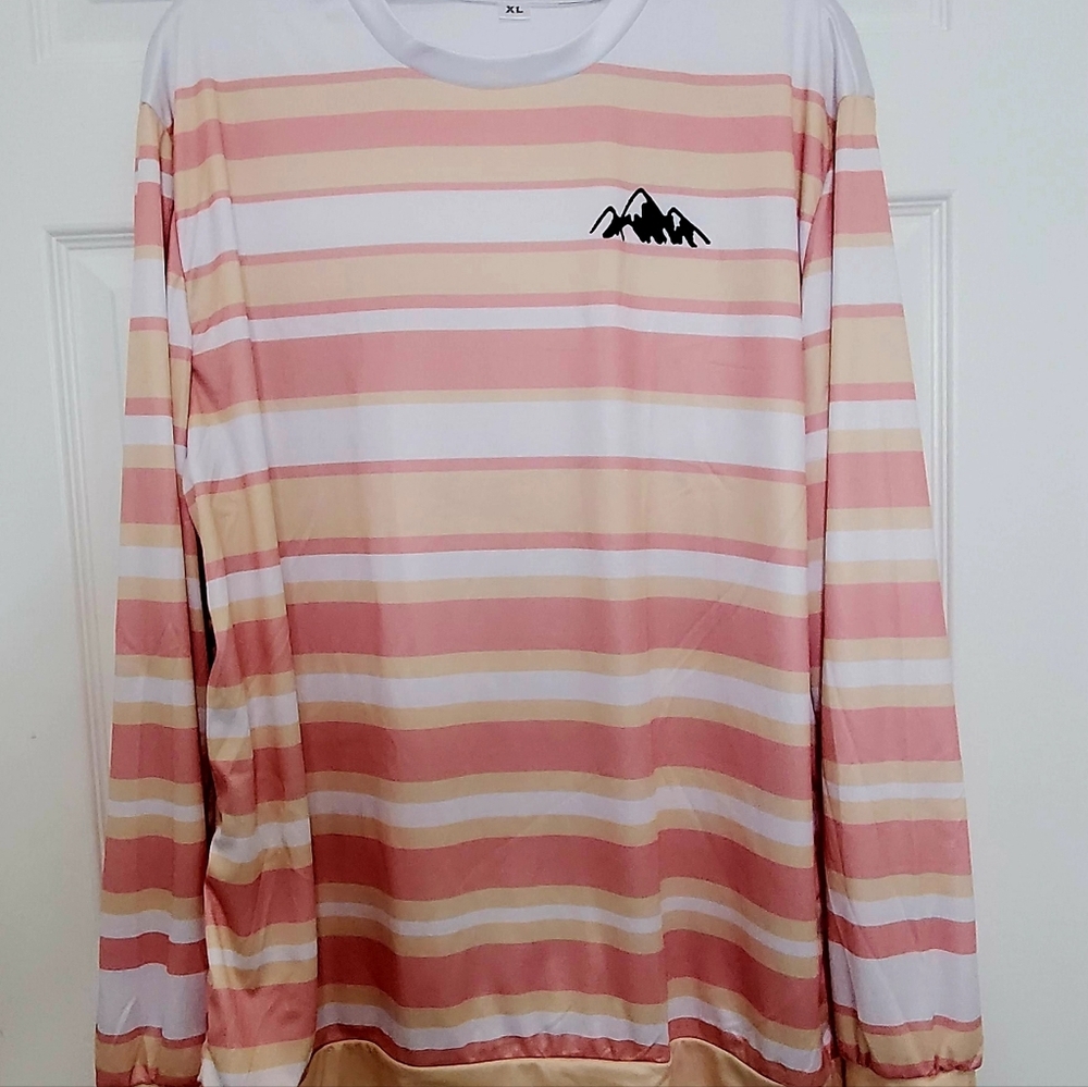 Striped Long Sleeve Shirt with Mountain Logo